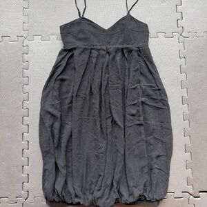 Club Monaco Black Silk-Style Bubble Hem Mini Dress